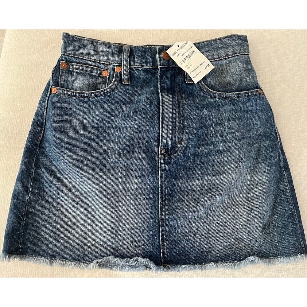 Madewell Denim Frayed Jean Skirt Size 24